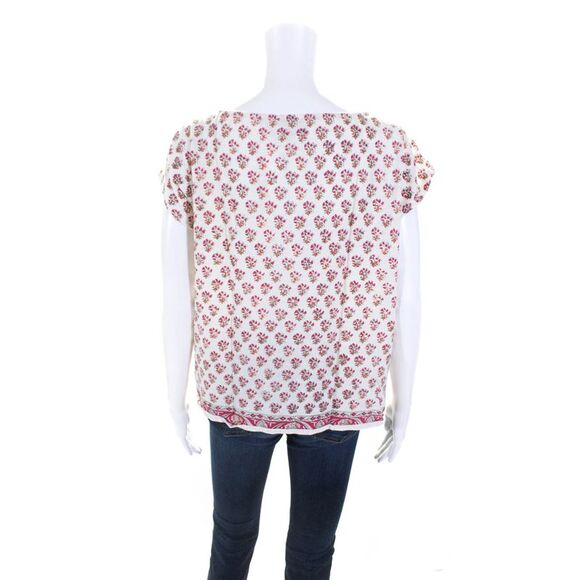 Calypso Saint Barth Womens Jersey Knit Abstract Printed Tee T-Shirt White Size L - Picture 3 of 6